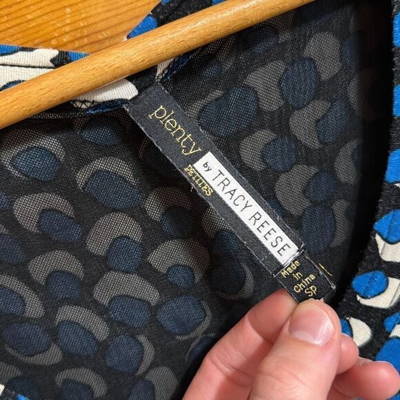 Plenty by Tracy Reese Blue Black Blob Dress Women’s Small Petite - Picture 3 of 6